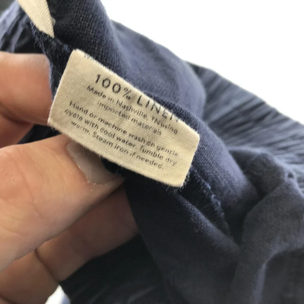 Elizabeth Suzann Shorts Womens Medium Blue Linen Elastic Waist 4.5 Inseam